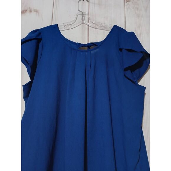Torrid‎ Shirt Ladies 1x Blue Short Sleeve Flowy - Picture 3 of 7